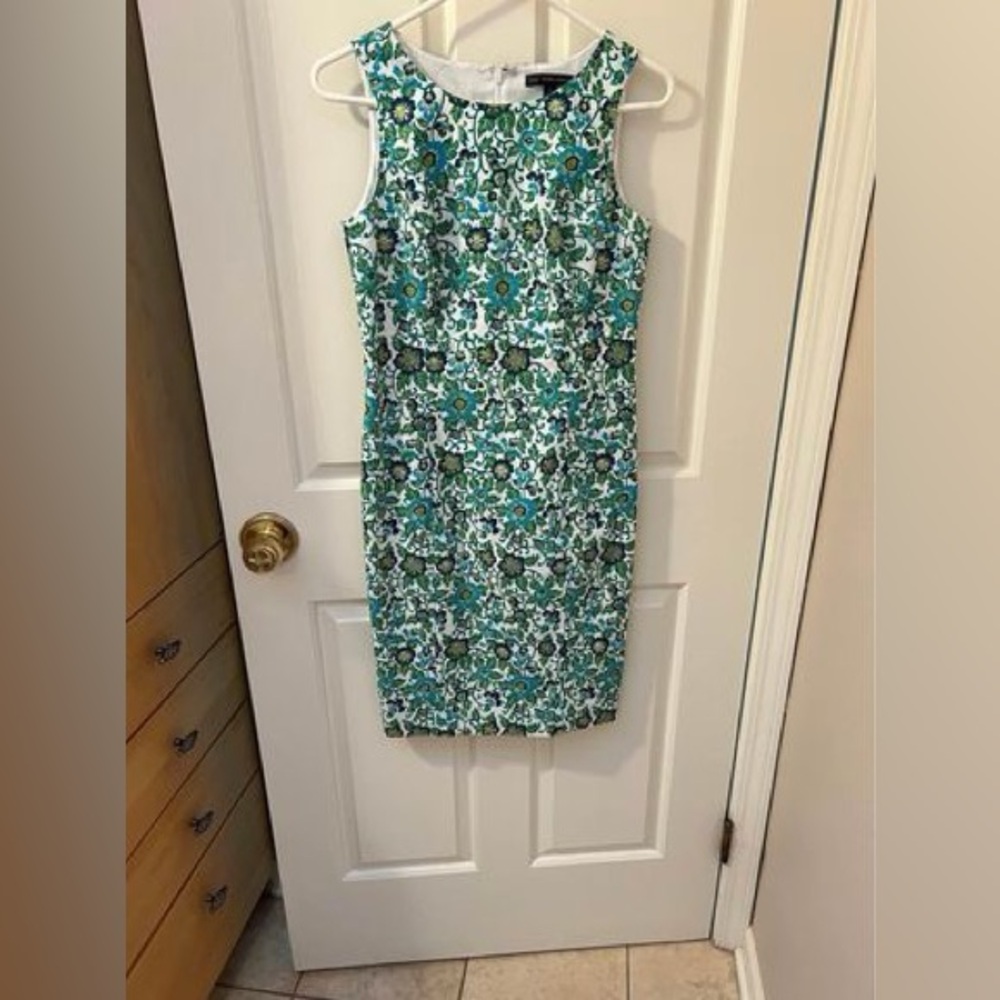 Brooks Brothers Green & Teal Floral Sheath Dress